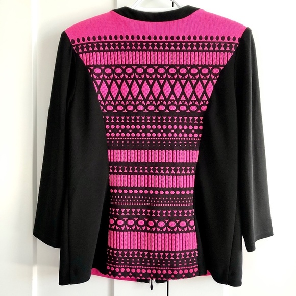 JOSEPH RIBKOFF, Black, Pink, Print, Full Zip, Jacket, Size 12, Nice Condition - Picture 3 of 12